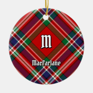Clan MacFarlane Red Tartan Ceramic Tree Decoration