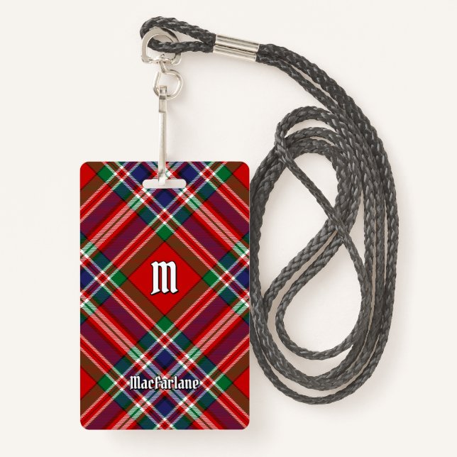 Clan MacFarlane Red Tartan ID Badge (Front with Lanyard)