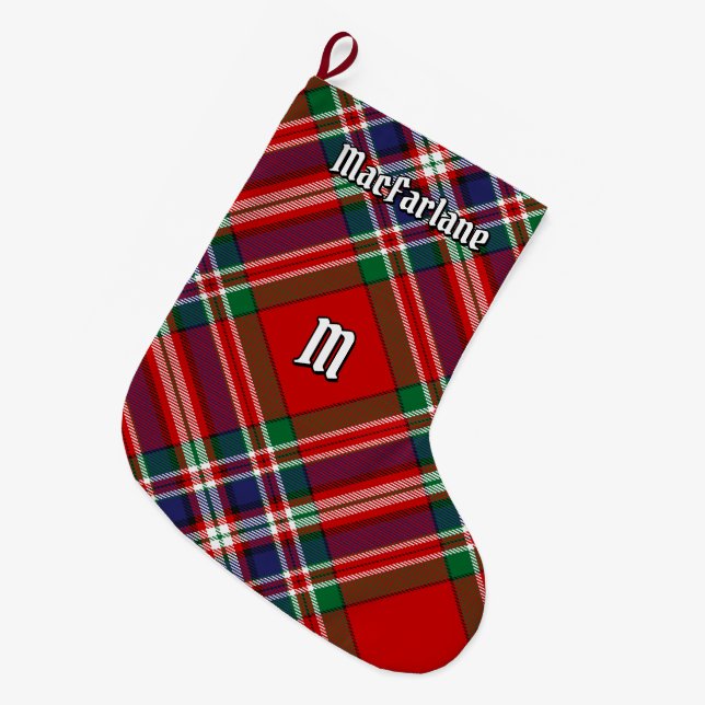 Clan MacFarlane Red Tartan Large Christmas Stocking (Front (Hanging))