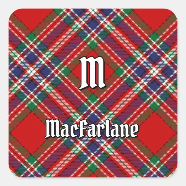 Clan MacFarlane Red Tartan Square Sticker (Front)