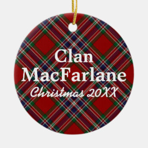 Clan MacFarlane Scottish Tartan Ceramic Tree Decoration