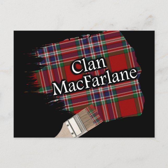 Clan MacFarlane Scottish Tartan Paint Brush Postcard (Front)