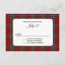 Clan MacFarlane Tartan Plaid Wedding RSVP Card
