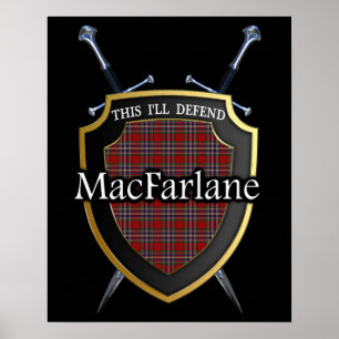 Clan MacFarlane Tartan Scottish Shield & Swords Poster