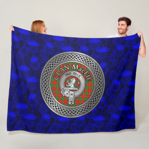 Clan MacFie Crest & Tartan Knot Fleece Blanket