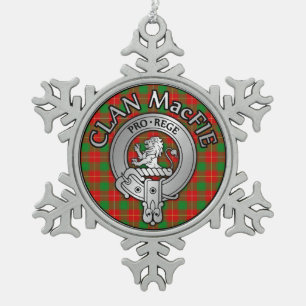 Clan MacFie Crest & Tartan Snowflake Pewter Christmas Ornament