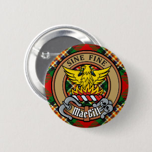 Clan MacGill Crest over Tartan 6 Cm Round Badge