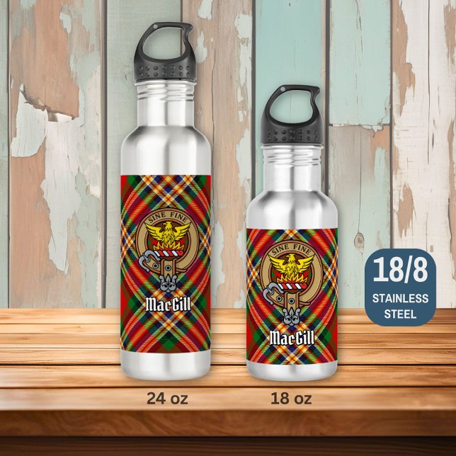 Clan MacGill Crest over Tartan 710 Ml Water Bottle (Creator Uploaded)