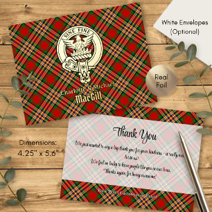 Clan MacGill Crest over Tartan Foil Invitation Postcard
