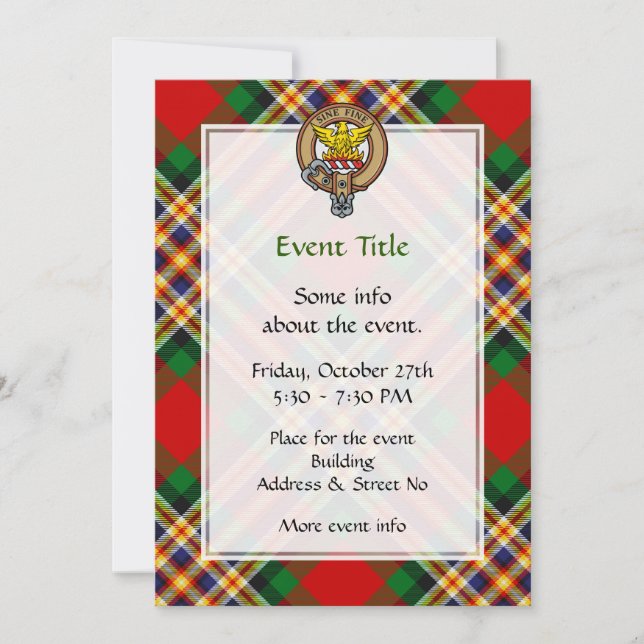 Clan MacGill Crest over Tartan Invitation (Front)