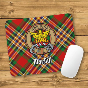 Clan MacGill Crest over Tartan Mouse Mat