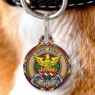 Clan MacGill Crest over Tartan Pet Tag