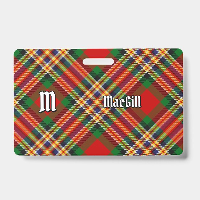 Clan MacGill Tartan Badge ID Badge (Front)