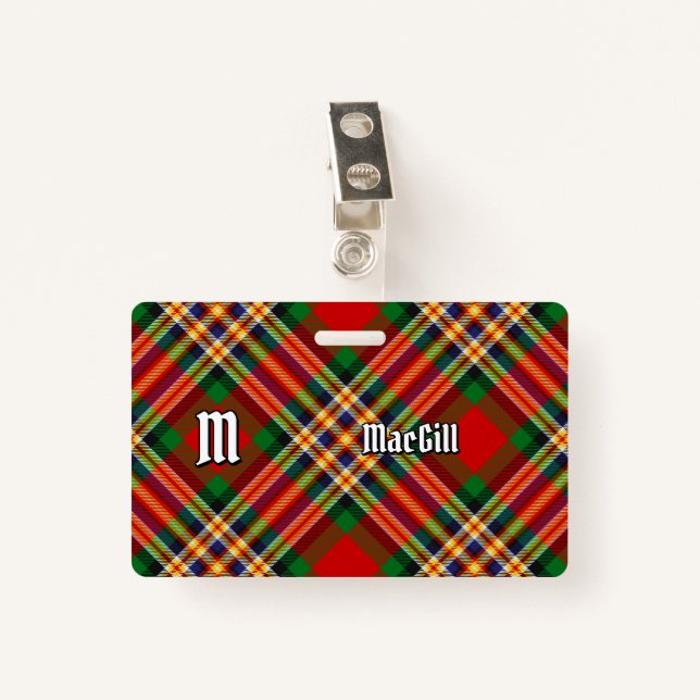 Clan MacGill Tartan Badge ID Badge (Front with Clip)