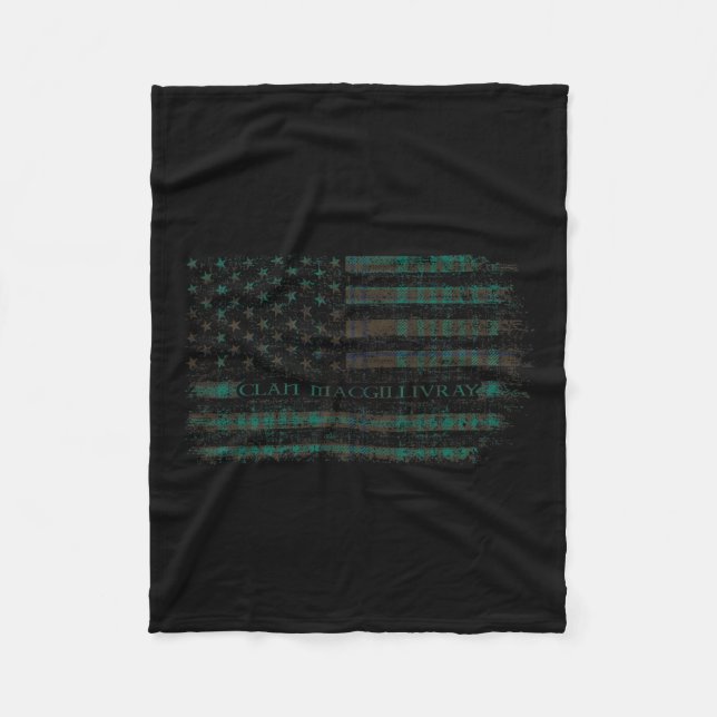 Clan Macgillivray Hunting Scottish Tartan Us Flag  Fleece Blanket (Front)