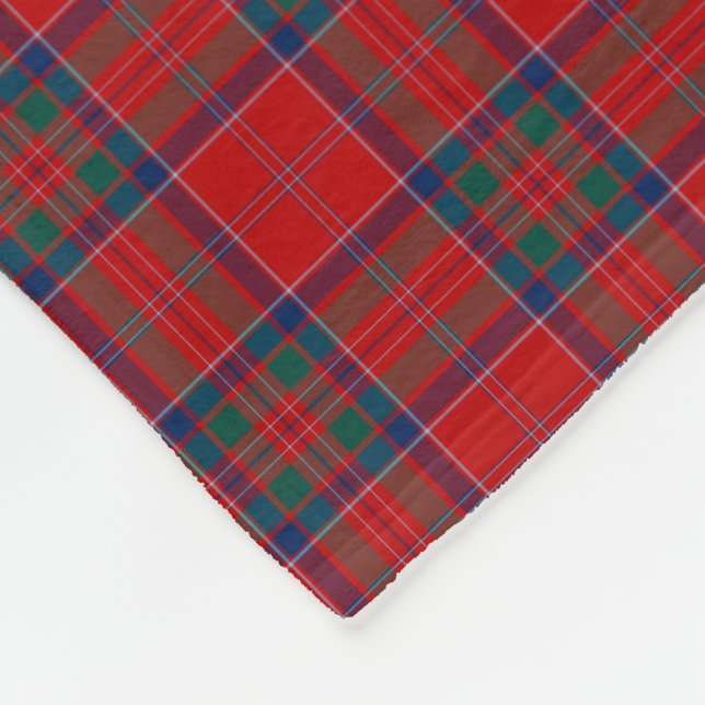 Clan MacGillivray Tartan Red and Blue Plaid Fleece Blanket (Corner)