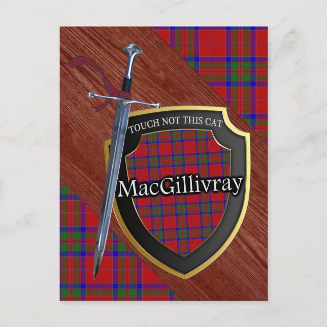 Clan MacGillivray Tartan Sword & Shield Postcard (Front)