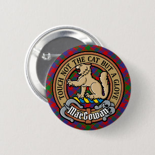 Clan MacGowan Crest over Tartan 6 Cm Round Badge