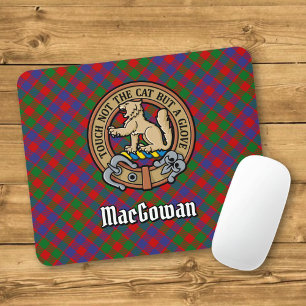 Clan MacGowan Crest over Tartan Mouse Mat