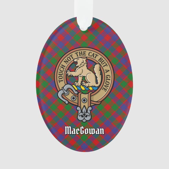 Clan MacGowan Crest over Tartan Ornament (Front)