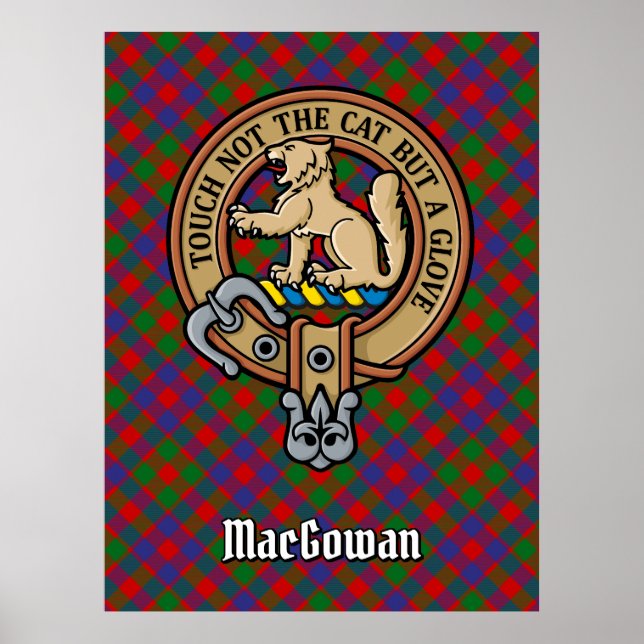 Clan MacGowan Crest over Tartan Poster (Front)