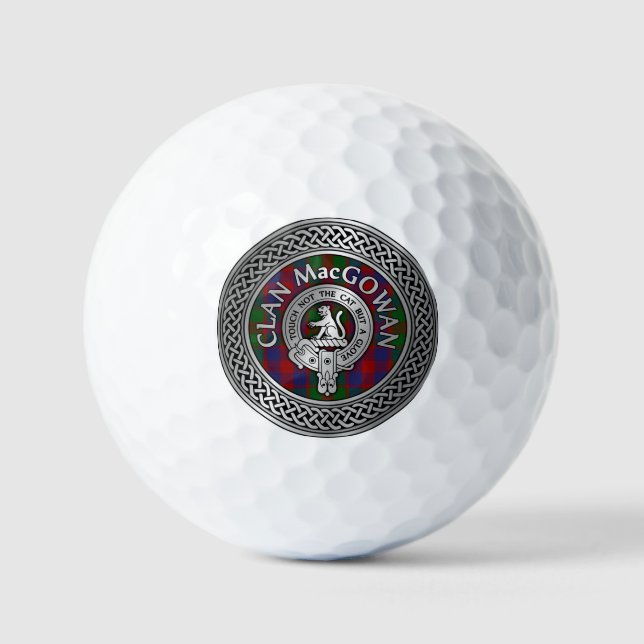 Clan MacGowan Crest & Tartan Knot Golf Balls (Front)