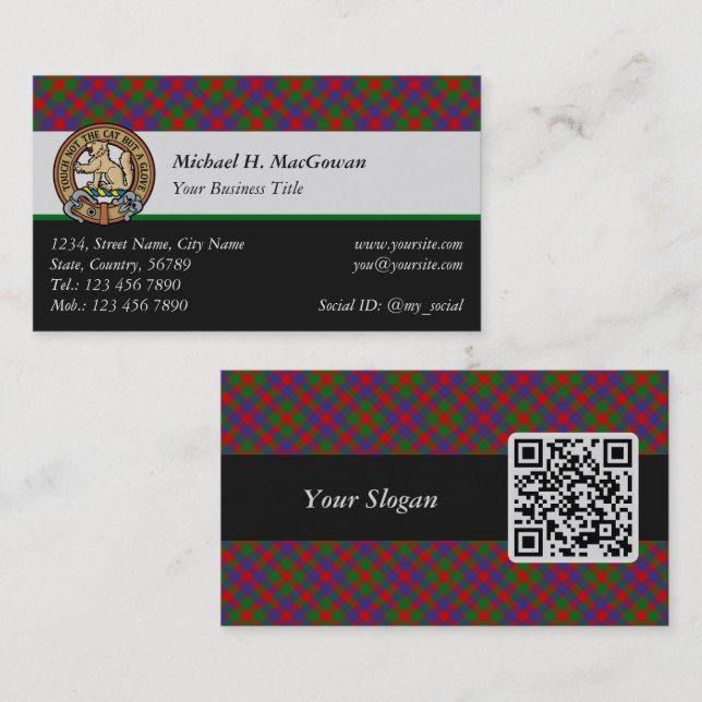 Clan MacGowan Tartan Business Card (Front/Back)