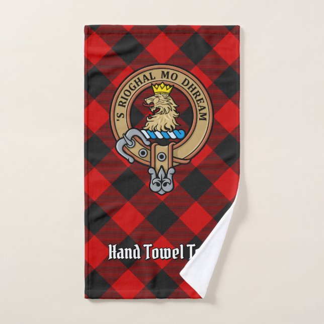 Clan MacGregor Crest over Rob Roy Tartan Bath Towel Set (Hand Towel)