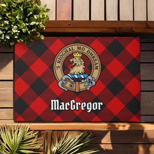 Clan MacGregor Crest over Rob Roy Tartan Doormat