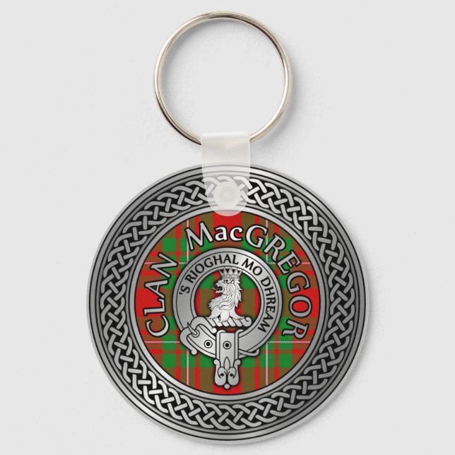 Clan MacGregor Crest & Tartan Knot Key Ring (Front)