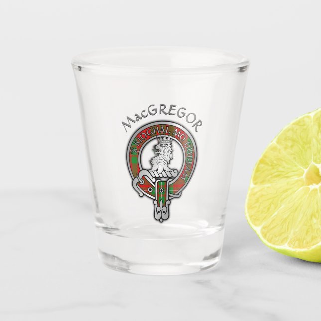 Clan MacGregor Crest & Tartan Shot Glass (Front)