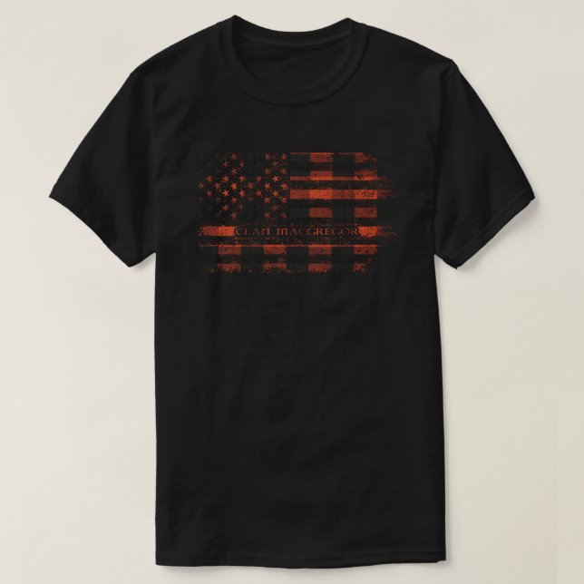 Clan MacGregor Rob Roy Scottish tartan US flag kil T-Shirt (Design Front)
