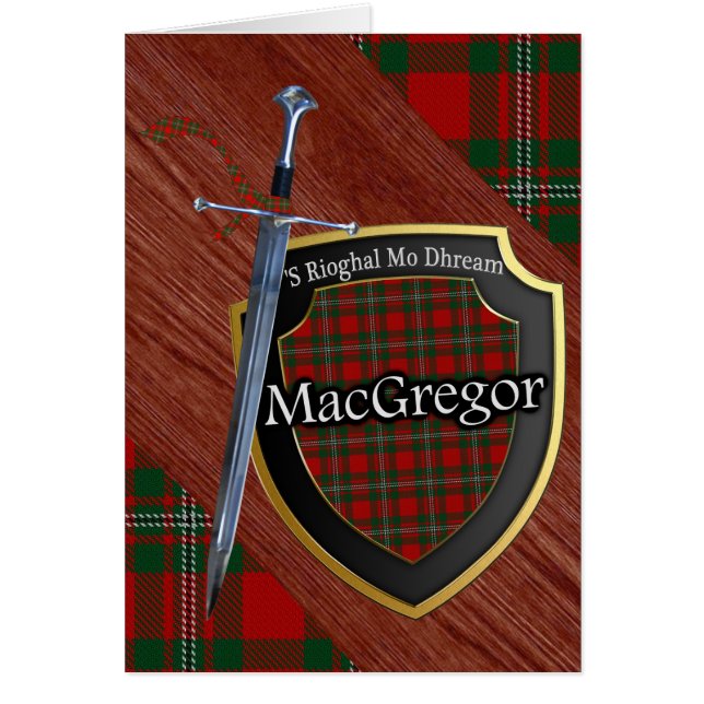 Clan MacGregor Tartan Scottish Shield & Sword (Front)
