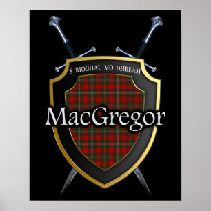 Clan MacGregor Tartan Scottish Shield & Swords Poster