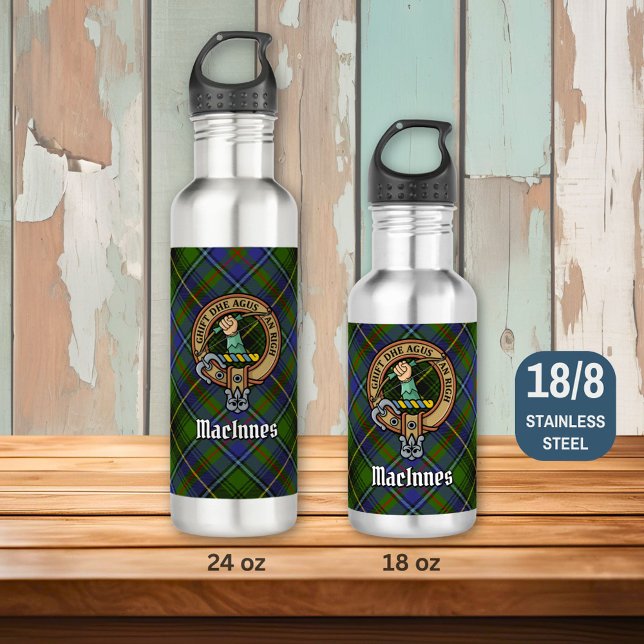 Clan MacInnes Crest over Tartan 710 Ml Water Bottle (Creator Uploaded)