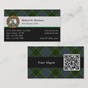 Clan MacInnes Crest over Tartan Business Card