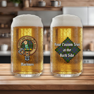 Clan MacInnes Crest over Tartan Can Glass