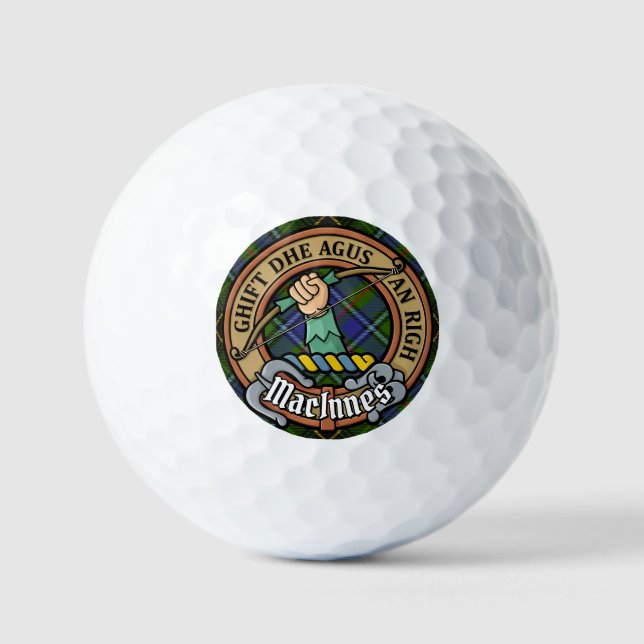 Clan MacInnes Crest over Tartan Golf Balls (Front)