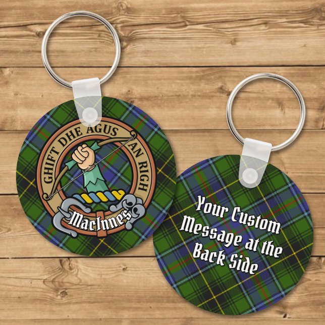 Clan MacInnes Crest over Tartan Key Ring (Creator Uploaded)