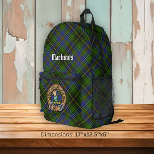 Clan MacInnes Crest over Tartan Printed Backpack