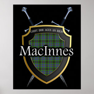 Clan MacInnes Tartan Scottish Shield & Swords Poster