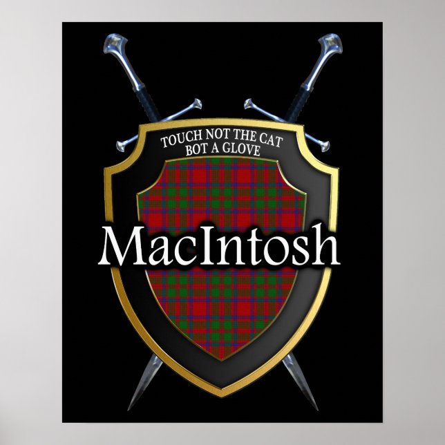 Clan MacIntosh Tartan Scottish Shield & Swords Poster (Front)