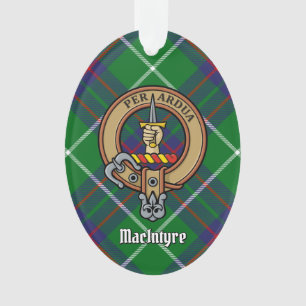 Clan MacIntyre Crest over Hunting Tartan Ornament