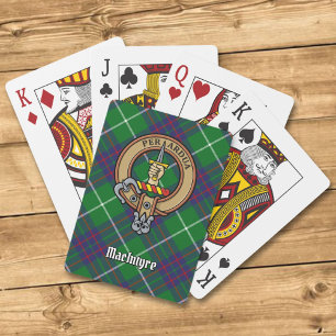 Clan MacIntyre Crest over Hunting Tartan Playing Cards