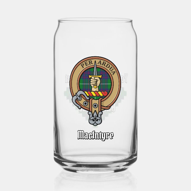 Clan MacIntyre Crest over Tartan Can Glass (Front)