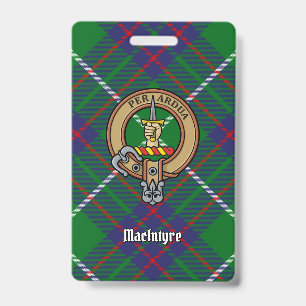 Clan MacIntyre Crest over Tartan ID Badge