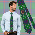 Clan MacIntyre Crest over Tartan Tie<br><div class="desc">Clan MacIntyre crest badge surrounded by a strap and buckle over tartan background. Custom text.</div>