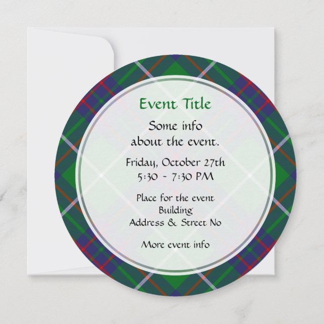 Clan MacIntyre Hunting Tartan Invitation (Back)