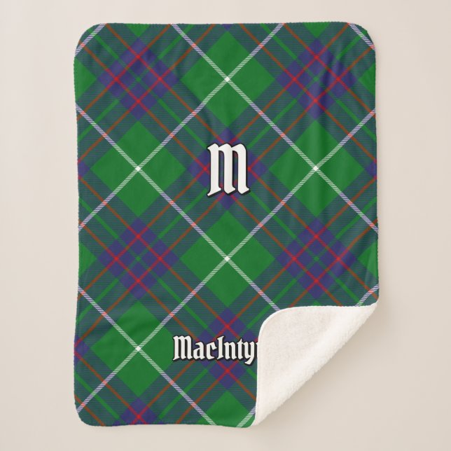 Clan MacIntyre Hunting Tartan Sherpa Blanket (Front)