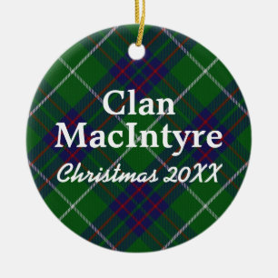 Clan MacIntyre Scottish Tartan Ceramic Tree Decoration